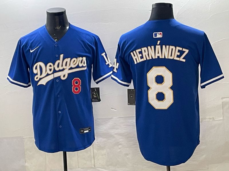 Men Los Angeles Dodgers #8 Hernandez Blue Gold 2026 Nike Game MLB Jersey 001->->